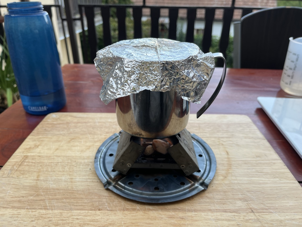 Generic steel cup on the Esbit Pocket Stove